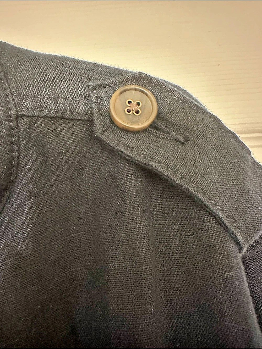 Talbots Washed Linen Jacket Utility Jacket in Blue, Large - Picture 6 of 8